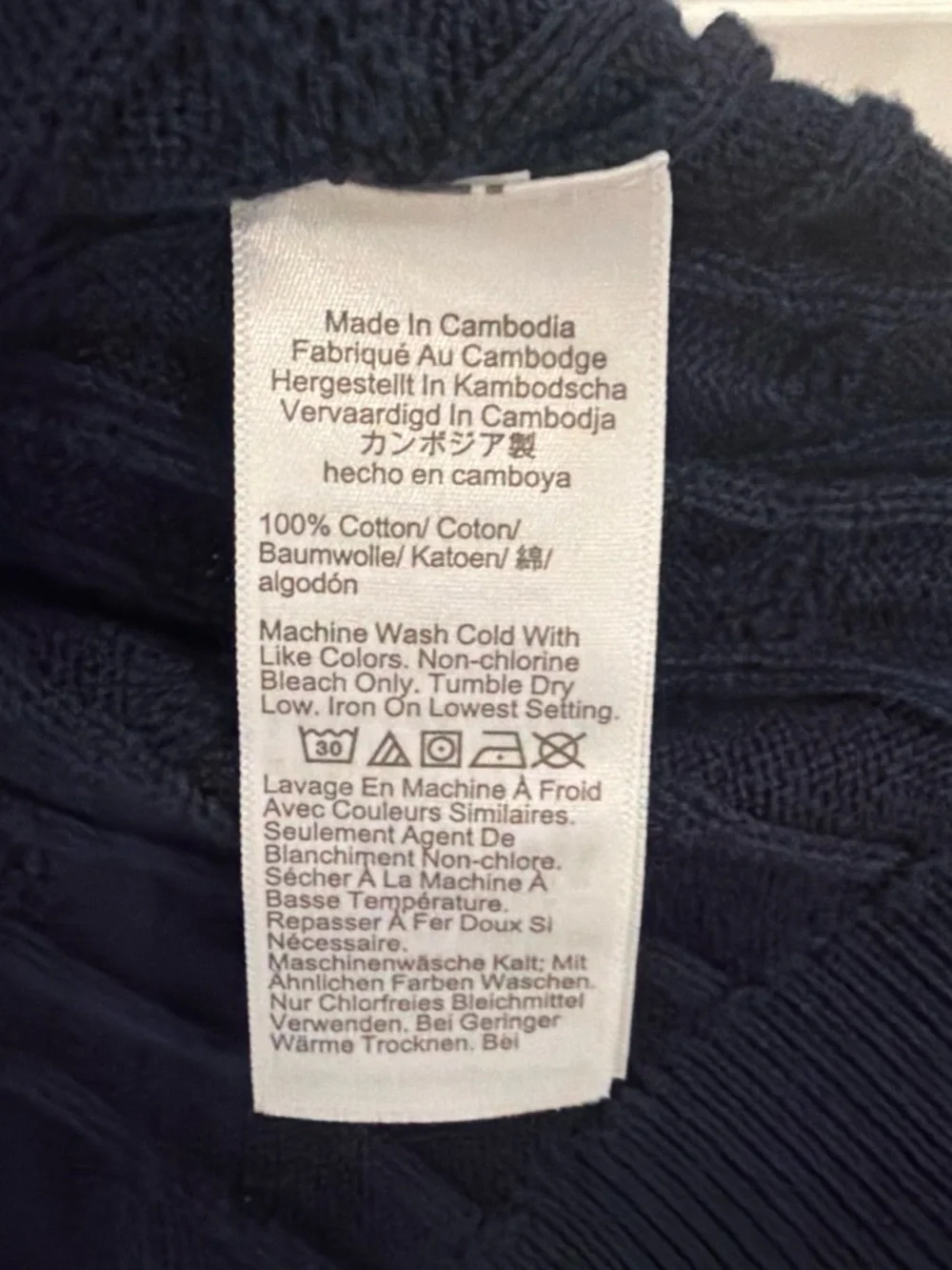 J. Crew Navy Cable‑Knit Cotton Crewneck Sweater